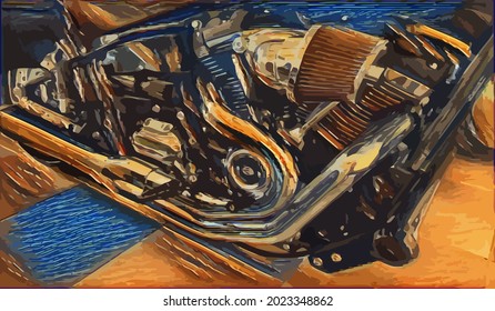 motorcycle painting, very cool color and realistic 