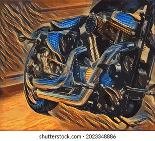 motorcycle painting, very cool color and realistic 