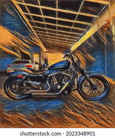 motorcycle painting, very cool color and realistic 