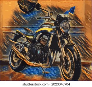 motorcycle painting, very cool color and realistic 