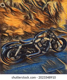 motorcycle painting, very cool color and realistic 