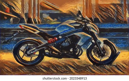 motorcycle painting, very cool color and realistic 