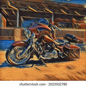 motorcycle painting, very cool color and realistic 