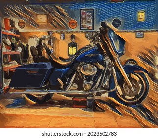 motorcycle painting, very cool color and realistic 