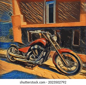 motorcycle painting, very cool color and realistic 