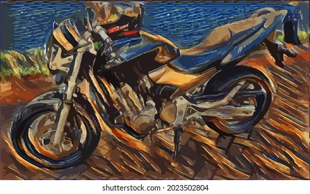 motorcycle painting, very cool color and realistic 