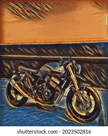 motorcycle painting, very cool color and realistic 