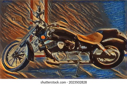 motorcycle painting, very cool color and realistic 