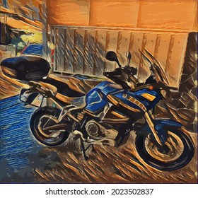 motorcycle painting, very cool color and realistic 