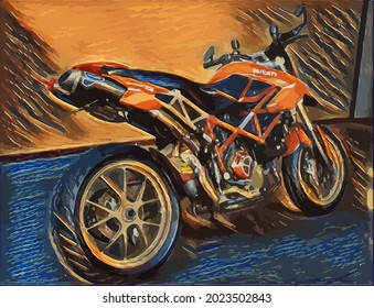 motorcycle painting, very cool color and realistic 