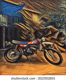 motorcycle painting, very cool color and realistic 