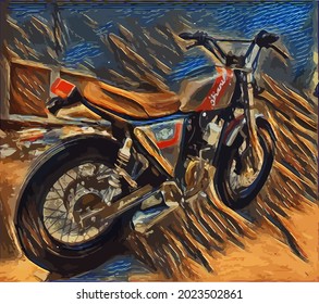 motorcycle painting, very cool color and realistic 