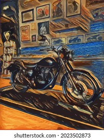 motorcycle painting, very cool color and realistic 