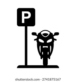 Motorcycle parking icon. Vector icon isolated on white background.