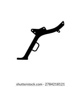 Motorcycle Parking Side Stand Kickstand Support Icon. Black filled icon of a motorcycle frame mounted parking side stand kickstand