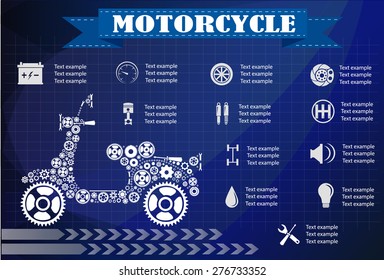 motorcycle part information. Vector illustration