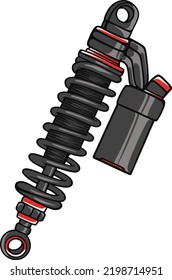 Motorcycle part shock absorber on a white background