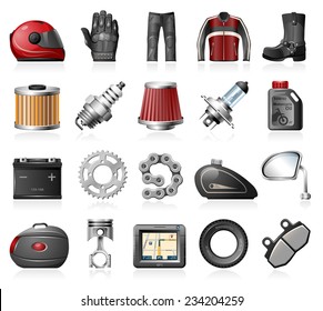 Motorcycle Parts And Accessories Icons