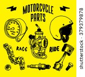 Motorcycle parts drawing vector