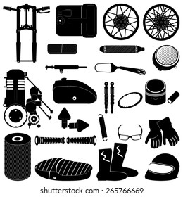 motorcycle parts icon set