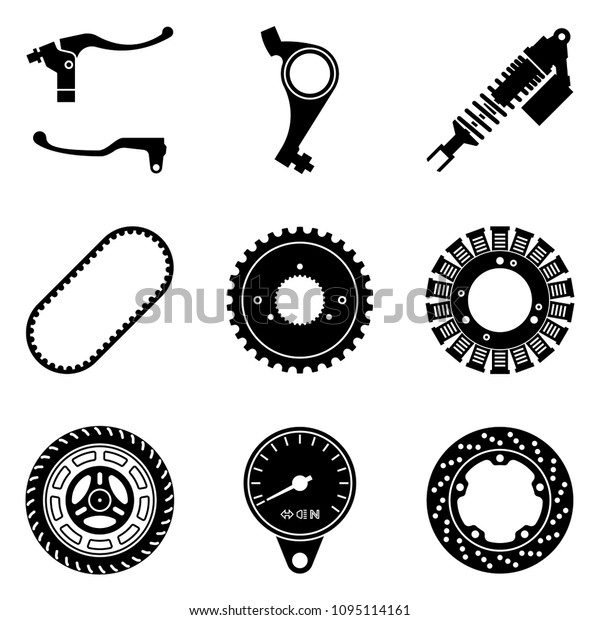 Motorcycle Parts Icon Set Silhouette Vector Stock Vector (royalty Free 