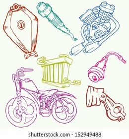 motorcycle parts in set, isolated