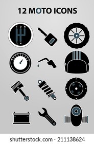 Motorcycle parts vector icon set