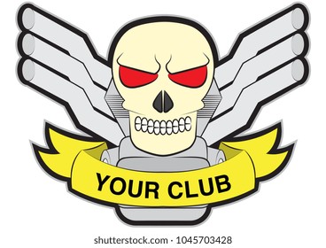 Motorcycle patch skull design. EPS10 Vector. Use for sticker, patch, badge and other design.