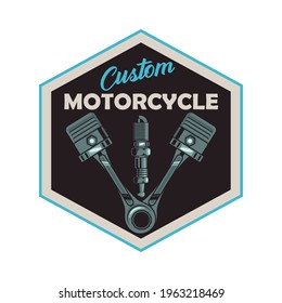 motorcycle patche with pistons icon