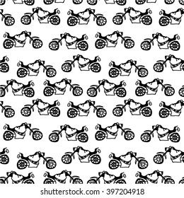 Motorcycle in the pattern, seamless vector background.