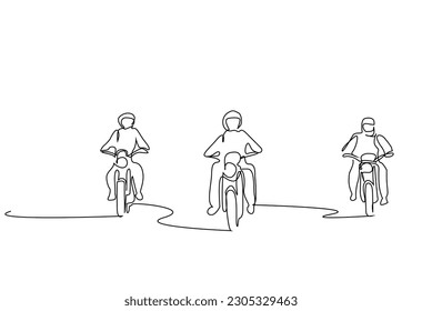 motorcycle people group on the road lifestyle line art