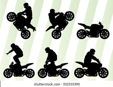 Motorcycle Performance Extreme Stunt Driver Man Set