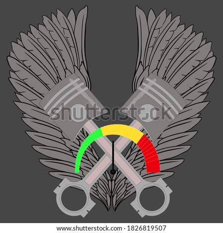 motorcycle piston meter illustration of a background wing.Object ungroup and each item separately very easily	