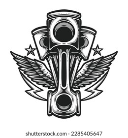 motorcycle piston with wings logo