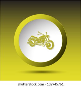Motorcycle. Plastic button. Vector illustration.