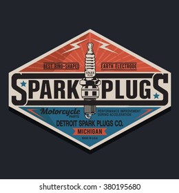 Motorcycle plugs typography, t-shirt graphics, vectors