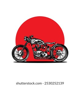 Motorcycle poster. Original vector illustration in vintage style. T-shirt design. Hand drawn, not AI
