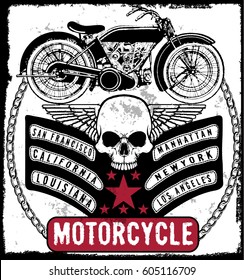 Vintage Motorcycle Hand Drawn Vector Tee Stock Vector (Royalty Free ...