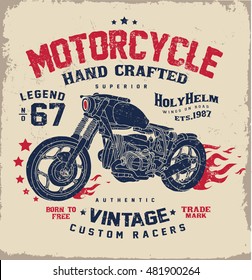 Motorcycle printing. Motorcycle t-shirt design. 
