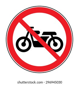 Motorcycle prohibition sign. No motorcycle or no parking sign. Vector sign riding on motorcycles is prohibited