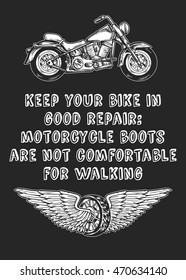 Motorcycle Quote Garage Service Tshirt Posters Stock Vector (Royalty ...