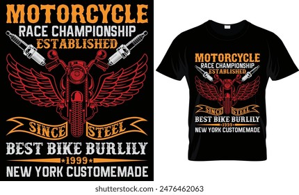 MOTORCYCLE RACE CHAMPIONSHIP ESTABLISHED SINCE STEEL BEST BIKE BURLILY 1999 NEW YORK CUSTOMEMADE