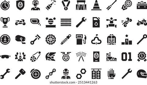 Motorcycle race icons High-Quality Vector Icons Collection with Editable Stroke. Ideal for Professional and Creative Projects.