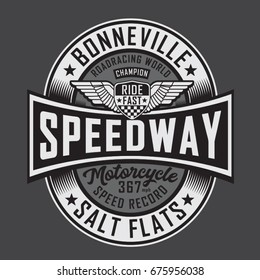 Motorcycle race typography, tee shirt graphics, vectors