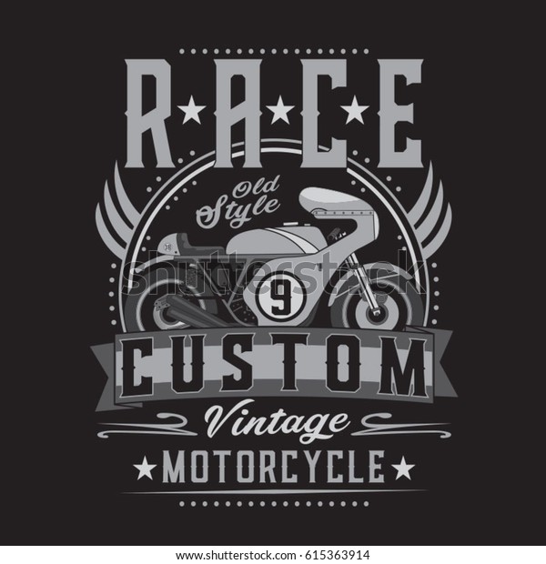 Motorcycle
race typography, tee shirt graphics,
vectors