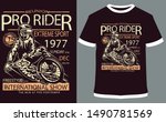 Motorcycle Racer, Moto Ride, Moto Cross, Military Ride, Iron Rider - Vector graphic, typographic design, poster. Vintage motorcycle label, badge, logo, icon or t-shirt