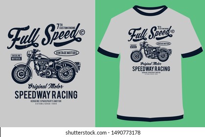 Motorcycle Racer, Moto Ride, Moto Cross, Military Ride, Iron Rider - Vector graphic, typographic design, poster. Vintage motorcycle label, badge, logo, icon or t-shirt.