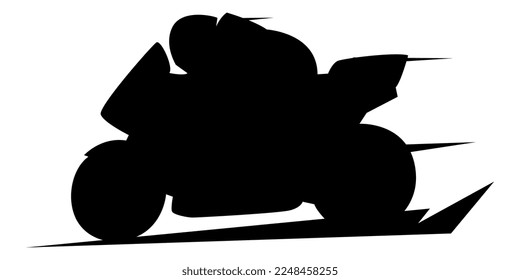 motorcycle racer silhouette icon side view. sports motorcycle. motor racing. very fast. vector black and white illustration.