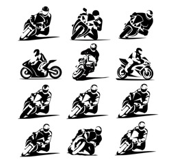 Motorcycle Racer Vector Set Eps 10 Moto Gp Icons