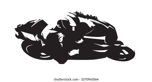 Motorcycle racing, abstract vector silhouette. Side view. Road motorbike